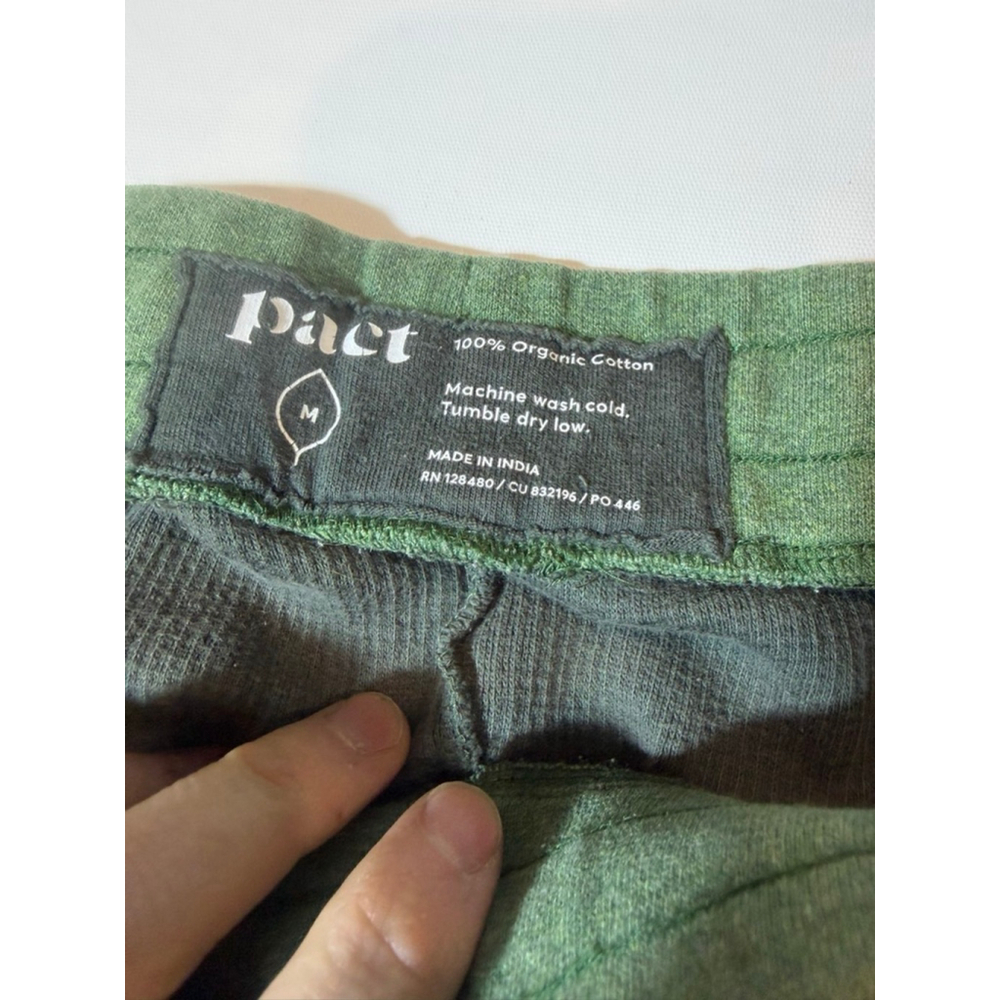 Pact Waffle Jogger Pants Mens M Organic Cotton Lounge Green FLAW - Picture 6 of 7
